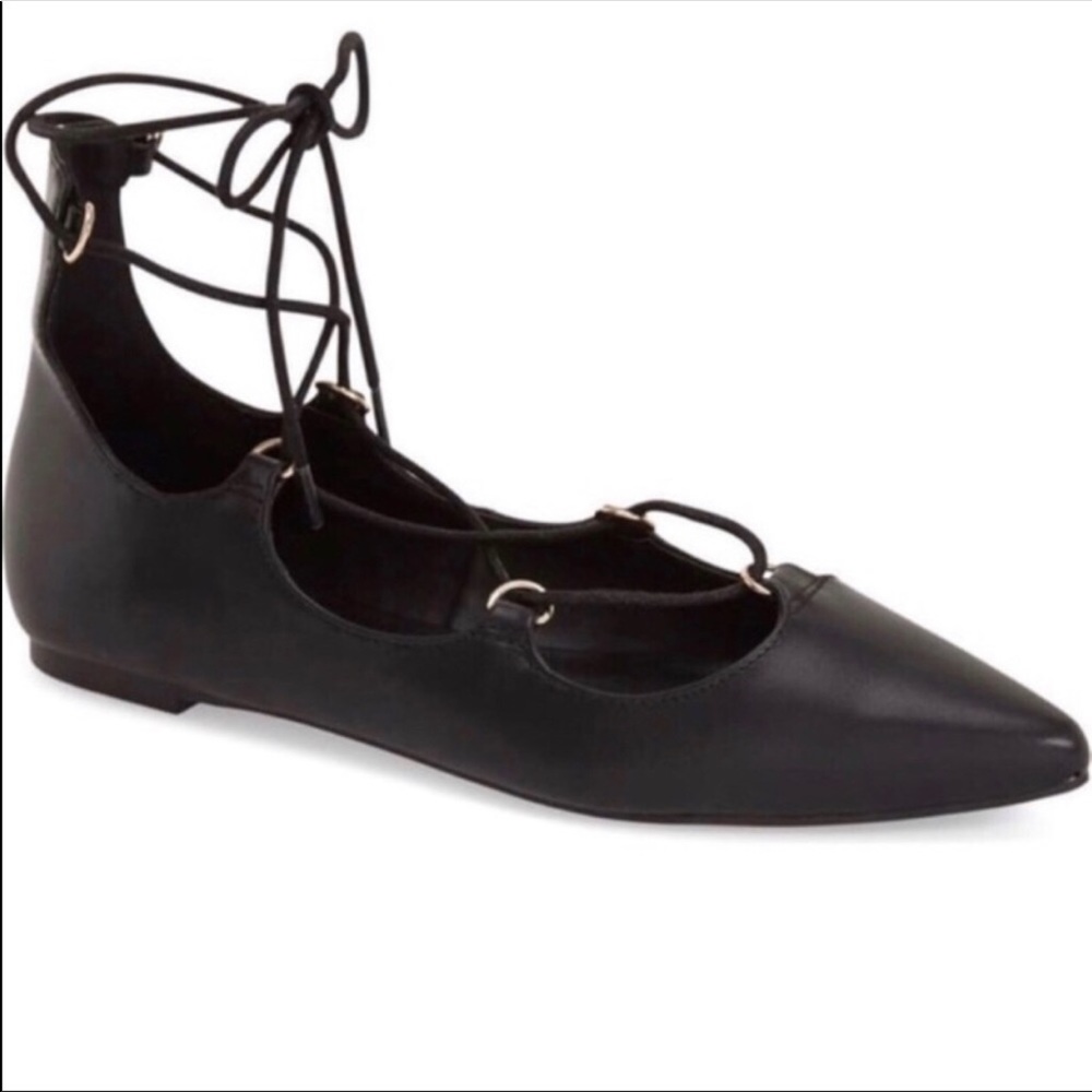Topshop Lace Up Pointy Toe Flats